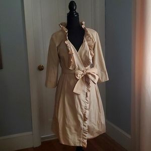 J. Crew 3/4 sleeve trench Wrap with Ruffle collar